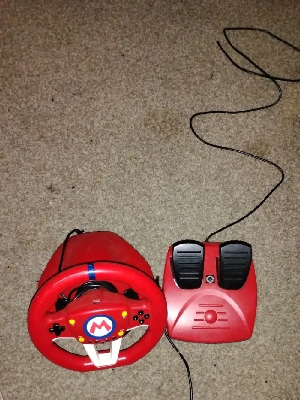 Red Mario Cart Sim Steering wheel+Pedals
